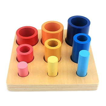 Copilul Montessori Lemn Jucarii Diferite Cercuri și Cilindri Bloc Jucărie pentru Copii Culori de Instruire Preșcolară Brinquedos Juguets