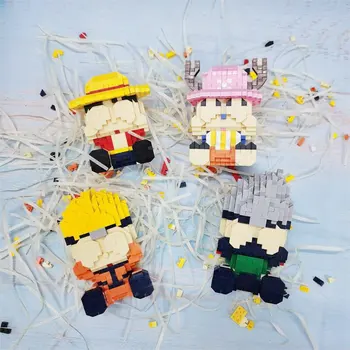 One Piece Naruto Micro Blocuri Anime 3D Model Stând Luffy Elicopter Kakashi Mini Caramida Figura Jucării Pentru Copil Cadou
