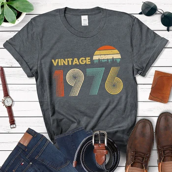 Vintage 1976 Femei T Shirt 46-a Aniversare Idee de Cadou pentru 46 de Ani, Tata, Bunicul, Mama, Bunica Unisex 70 Retro Clasic Tricou