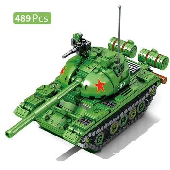 Al doilea Război mondial Militar Seria Armată Tip 59 Tanc Mediu Model de Colectie Ornamente Blocuri Caramizi Jucarii si Cadouri