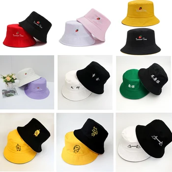 2021 Moda de Vara pentru Femei Bucket Hat Pentru Femei Dublu Partea Panama Beach Pălării de Soare Reversibile Bob Logo Capac Pălărie Pescar ZZ-553