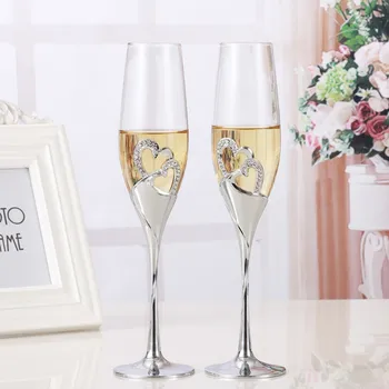 2 buc/Set Cristal Pahar de Șampanie Nunta Prăjire Fluiere Beau Ceasca de Partid Căsătorie de Vin Decor Pahare Pentru Petreceri Cutie de Cadou