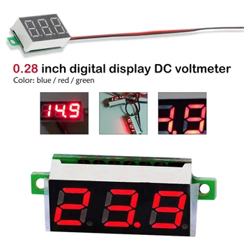 0.28 inch display digital DC voltmetru 2.5-30V reglabil 2-sârmă mașina de alimentare mobile tester de tensiune roșu, verde și albastru