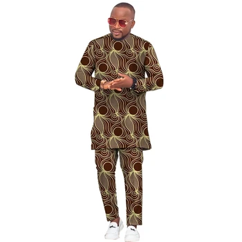 Design Modern Topuri Cu Pantaloni Bărbați Mire Costum de sex Masculin Nigeria Moda Tricou+Pantaloni din Africa de Mireasa Tinute de Petrecere