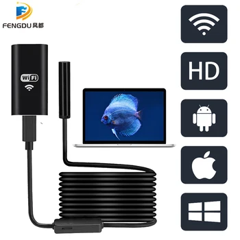 Wifi Camera Endoscop HD720P 8mmLens aparat de Fotografiat USB Cablu Semi-rigid rezistent la apa Iphone Android Auto fără Fir Puncte de Inspecție