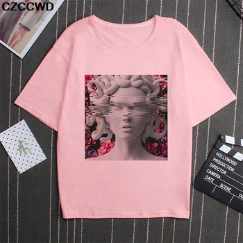Poleras Mujer De Moda 2019 Vara Tricou Femei Medusa Print Harajuku Kawaii Tricou Plus Dimensiune Estetică T-shirt Camiseta Mujer