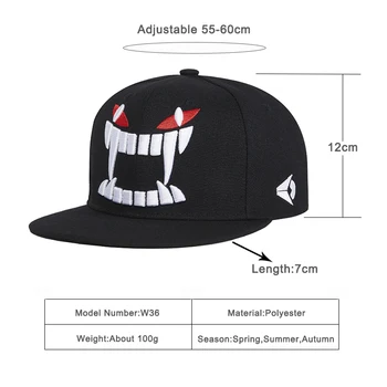 Moda În Aer Liber Hip Hop Snapback Cap Bărbați Femei Dinte Broderie Șapcă De Baseball De Tranziție Streetwear Snapback Hat Os Masculino