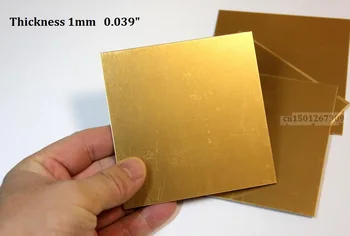 Dimensiune 10 x 10 cm Pătrat de Culoare Aurie Aluminiu Anodizat Tablă Cu Folie de Protecție Pe Ambele părți - Grosime 1mm