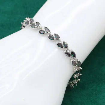 Curcubeu misterios Zircon de Culoare Argintie Set de Bijuterii pentru Femei Bratara Cercei Colier Pandantiv Inel Cadou de Crăciun Dubai