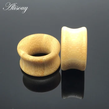 Alisouy piercing bijuterii corp gol de bambus ear expander Indicatoare de 8mm -20mm Piercing-ul Plug-tunel de bijuterii pentru barbati femei 2 piese
