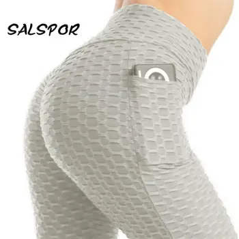 SALSPOR Push-Up pentru Femei Jambiere cu Buzunare Antrenament Sexy Femme de Fitness Leggins Mujer Talie Mare Anti Celulita Activewear