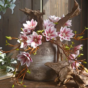 Flori Artificiale Magnolia Real Atinge Buchet Pentru Aranjament Floral Acasă Birou Living Bucatarie Casa Fermă Decor