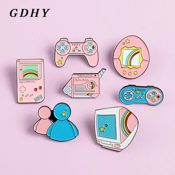 GDHY seria de jocuri Broșe Roz Mașină de Joc se Ocupe de controler Email ace de pin Rever Haine Rucsac Copii bijuterii iubitorii de Joc Gi