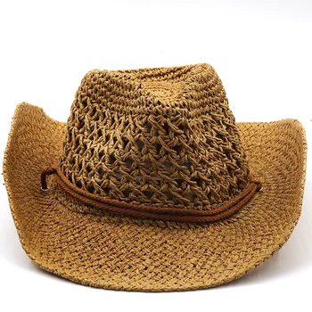 Vest Pălărie de Cowboy Oamenii de Panama în aer liber 2021 Vară pe Plajă Capac Femei Sombrero Vaquero Hombre Chapeu Margine Largă Oameni de Paie pălărie