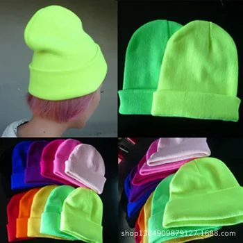 2019 Moda 19 Culori Tricotate Neon Femei Beanie Fete Toamna Casual Elastic Capac Femei Cald Pălării de Iarnă Unisex Gorros Hombres