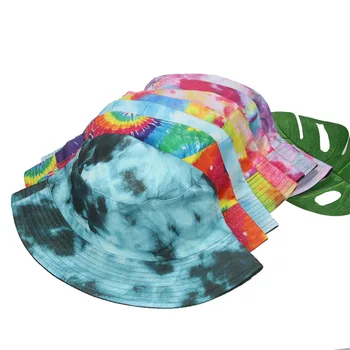 Găleată Pălărie Femei Tie Dye Print Dublu Partea De Vară, Pălării De Soare Din Bumbac Rosu Galben Plaja Protectie Solara Găleată Pălării Noi Gorro Pescador