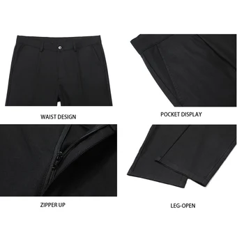 BROWON Pantaloni Negri Barbati 2022 Vara Mijlocul Direct Full Lungime Pantaloni Casual Barbati de Moda Solid de Culoare Broderie Subțire Pantaloni Casual