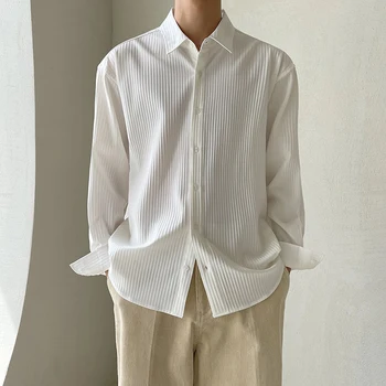 Solid Stripe Long Sleeve Liber Camasa Casual pentru Barbati Birou de Afaceri de Moda Rochie de Tricouri de sex Masculin coreean Streetwear Tricou Topuri