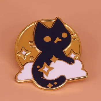 Cosmic Pisica Neagra Nor Pisoi Email Broșă Pin Blugi Sacou Rever Greu Ace Metalice Insigne, Broșe Bijuterii Rafinate Accesorii