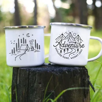 Munte Camping Aventura Print Email Creative Cafea, Apa, Lapte Cupe De Camping Cani Ocupa Drinkware Vacanță De Drumeții Cana Cadouri