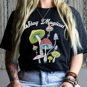Magic Ciuperci Vintage Tricou Plus Dimensiune Drăguț Estetice Tricou Femei Hippie Psihedelice Top Vrăjitoare Tricou Haine De Sex Feminin